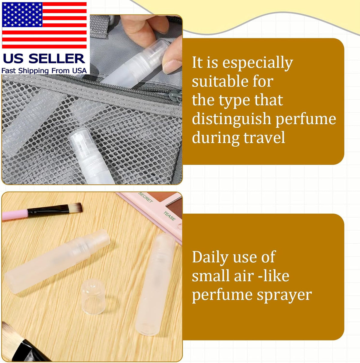 Mini Spray Bottles - 6 Pack 5ml Portable Refillable Plastic Travel Containers