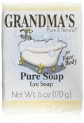 Grandma's Lye Soap - Traditional 6 Oz Hand & Body Bar for Natural Cleaning