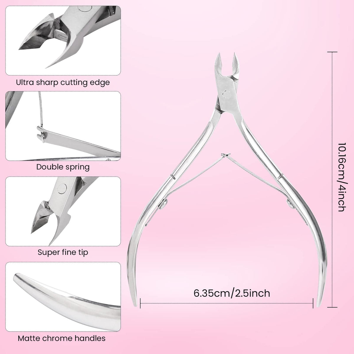 Professional Stainless Steel Cuticle Nippers with Ergonomic Handle