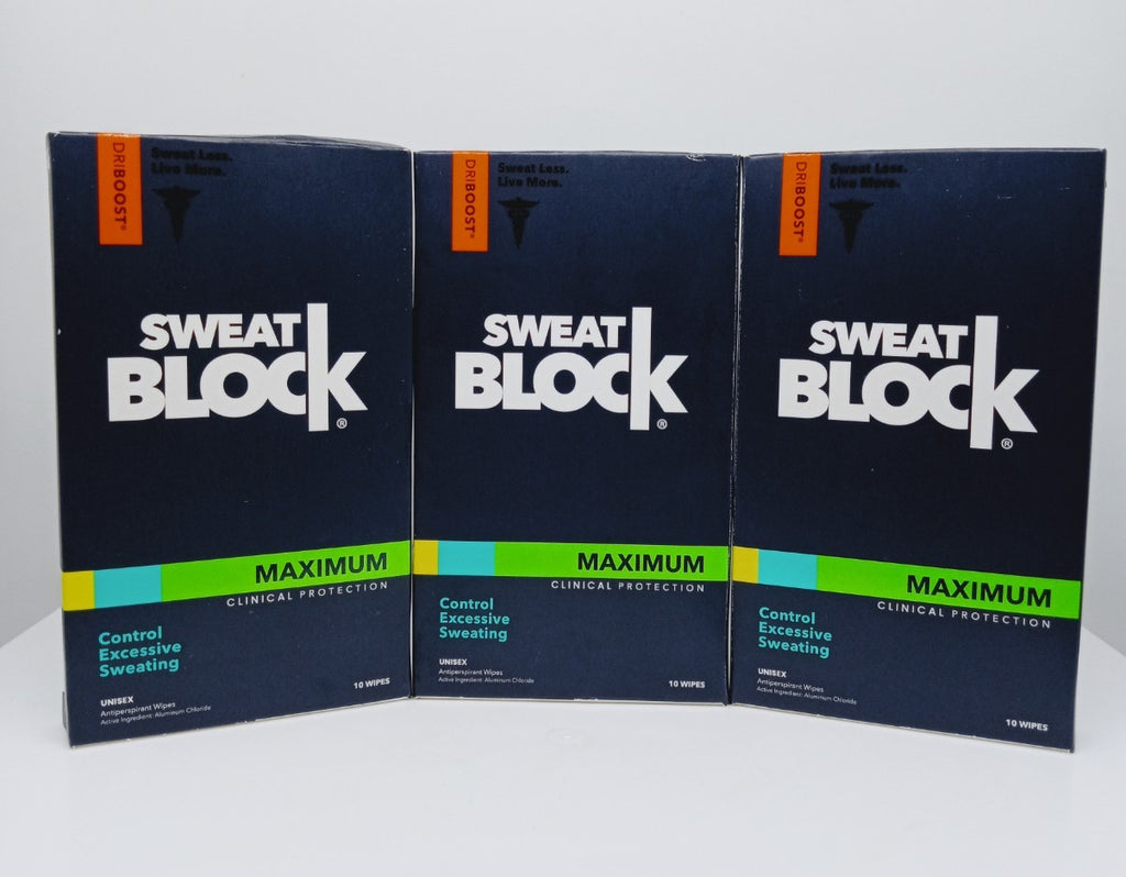 Maximum Strength Antiperspirant Wipes - SweatBlock DriBoost 3-Pack