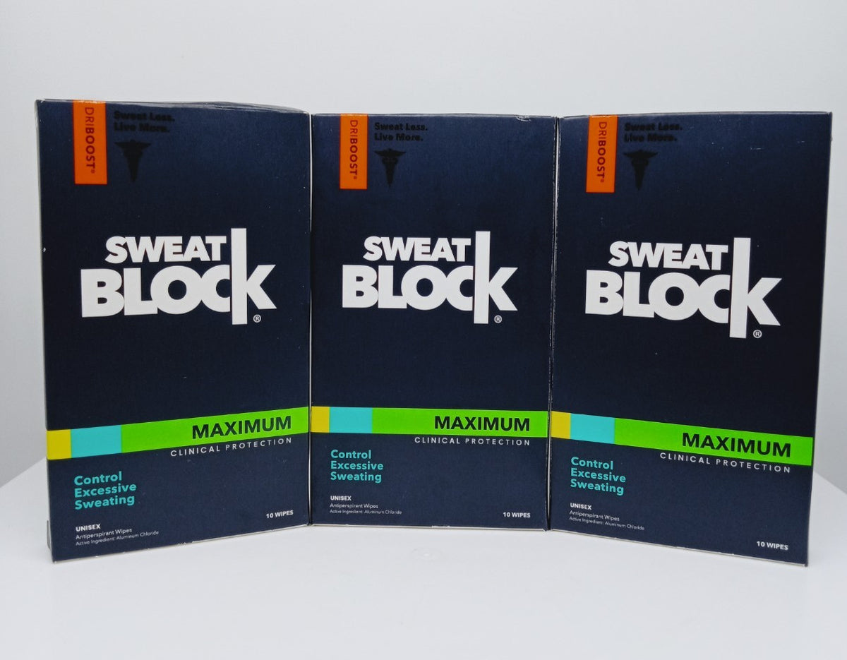 Maximum Strength Antiperspirant Wipes - SweatBlock DriBoost 3-Pack