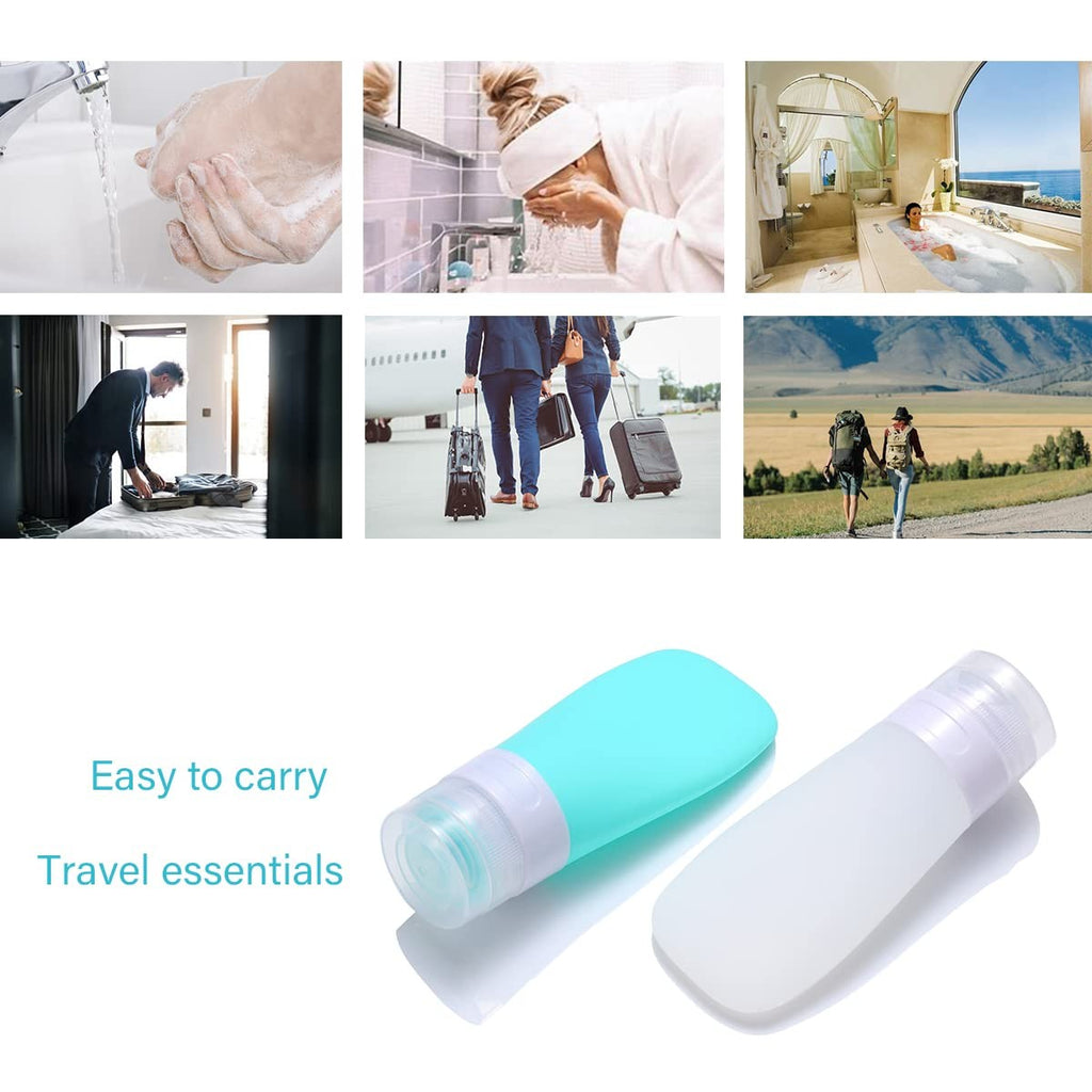 2 Pcs Silicone Travel Bottles Set - Leak-Proof, Refillable, 1.3oz