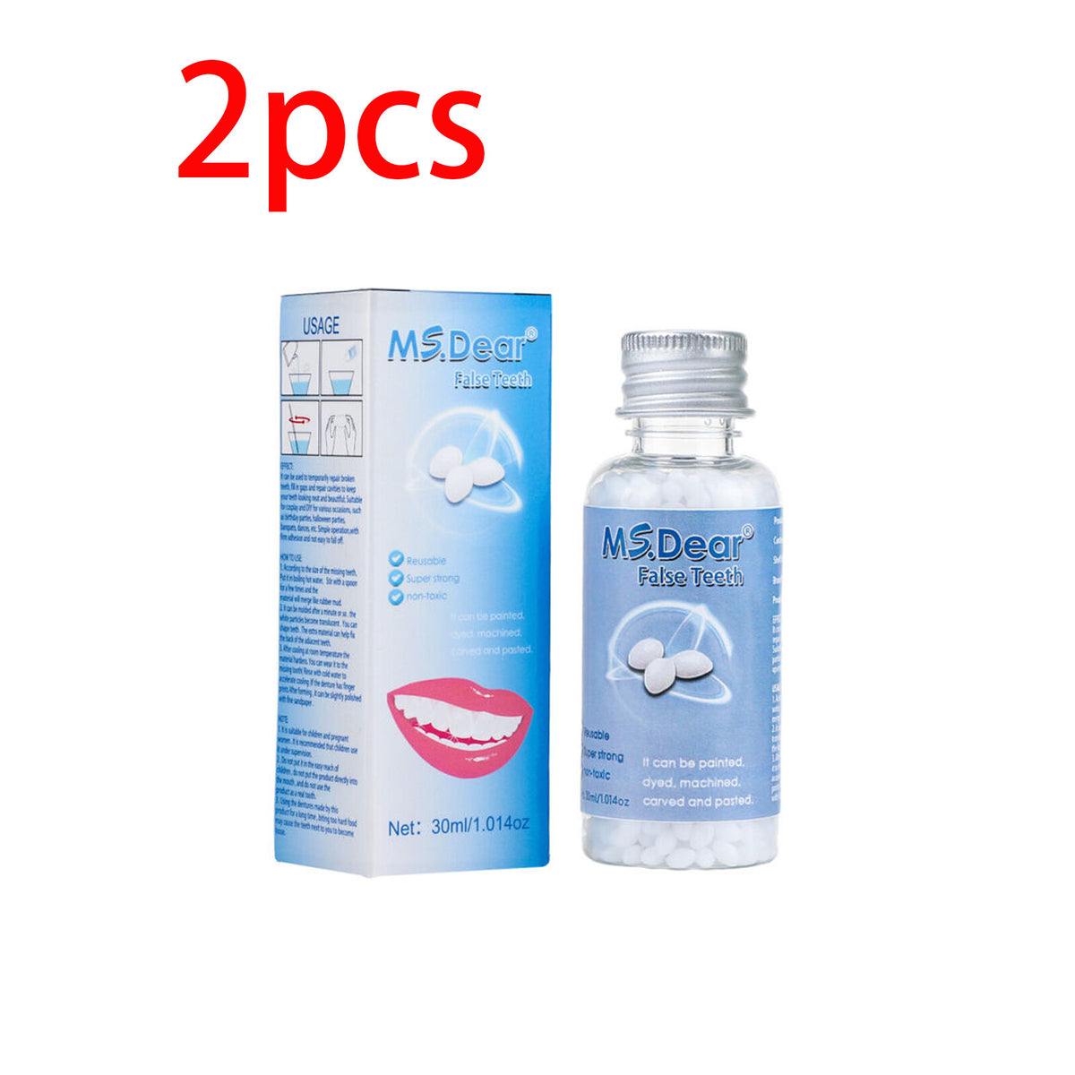 Temporary Tooth Repair Beads Moldable Dental Filler for Broken Gaps & Cavities