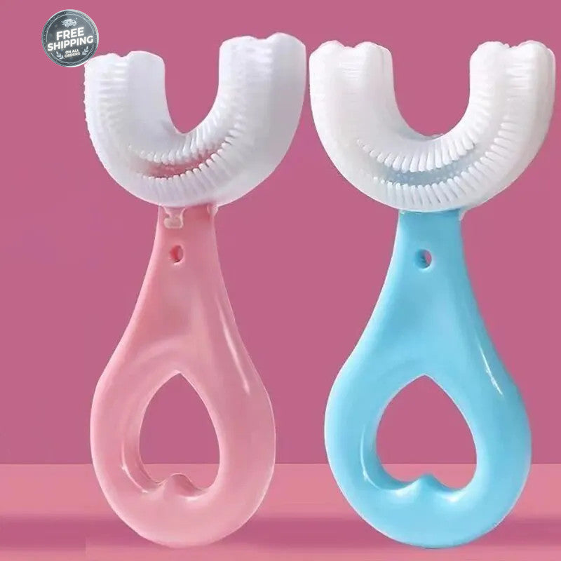 Children's U-Shaped Toothbrush Pack of 2 for Ages 4-6 - Gentle Oral Cleaner