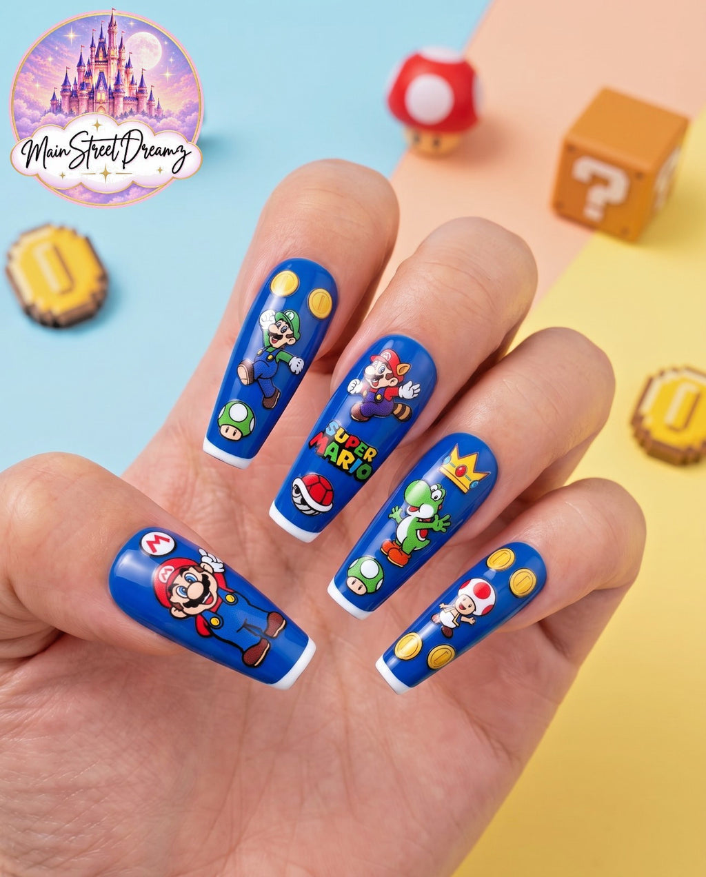 3D Super Mario Nail Stickers Set - Fun Themed Nail Art Decals