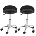Adjustable Salon Stool with Backrest and Swivel Castors - Black