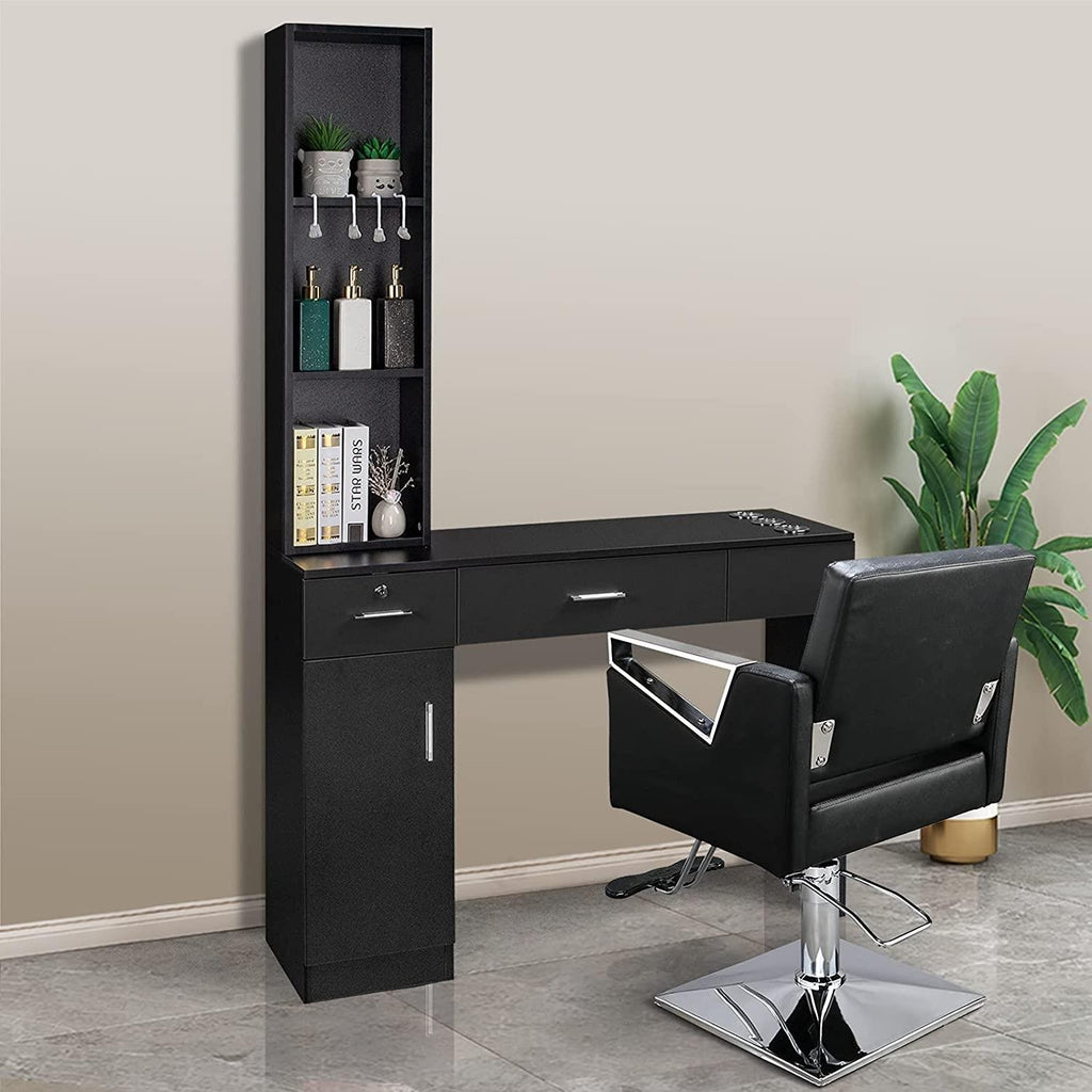Salon Storage Cabinet with Lockable Drawers Hair Styling Station Furniture