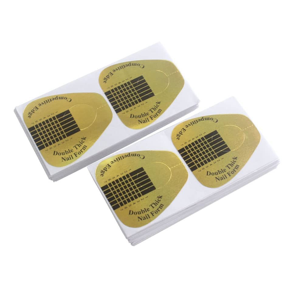 Long Nail Forms for Acrylic Nails - 200 Golden Nail Extension Stickers