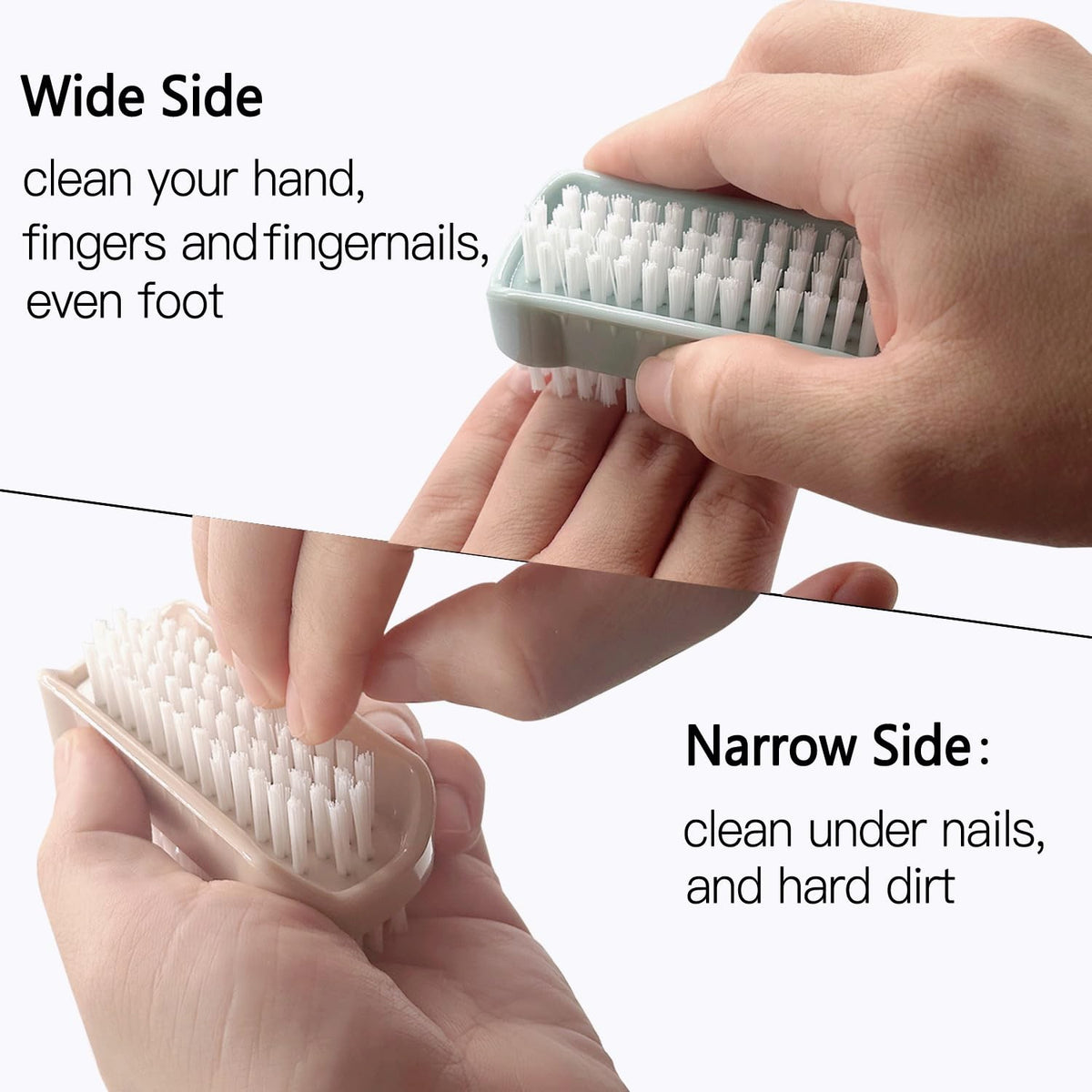2-Sided Nail Brush Set for Fingernail and Under Nail Cleaning - 4 Pieces