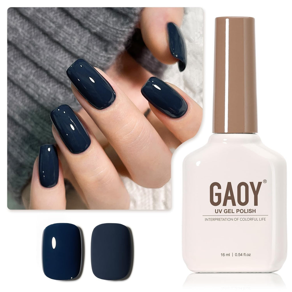 Navy Blue Gel Nail Polish 16ml - Long-Lasting Glossy Finish, Low Odor