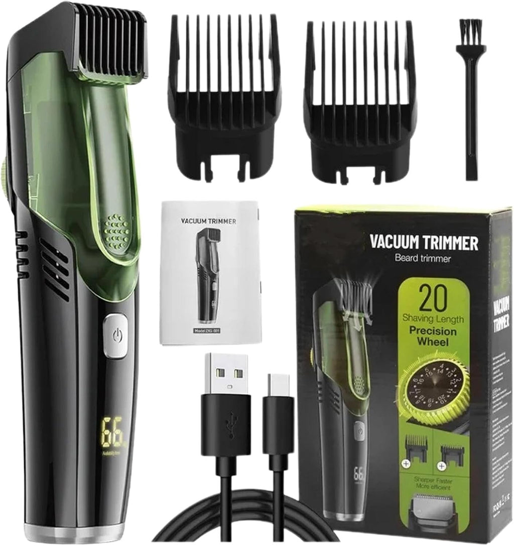 Cordless Waterproof Beard Trimmer with Vacuum and Adjustable Combs