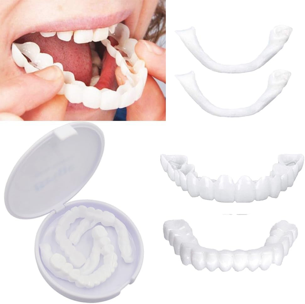 Temporary Denture Set - Custom Fit Reusable False Teeth for Smile Enhancement