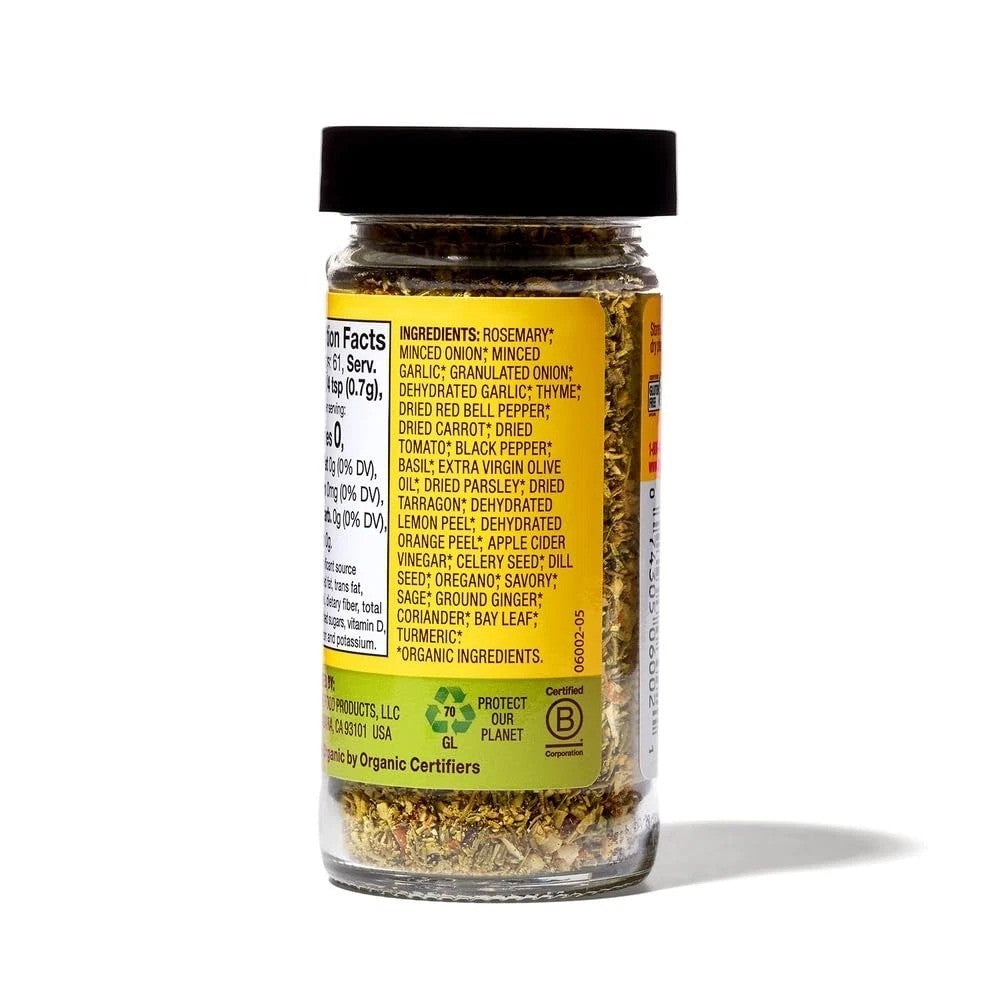 Organic Herb & Spice Blend - 1.5 oz Natural Sprinkle for Cooking