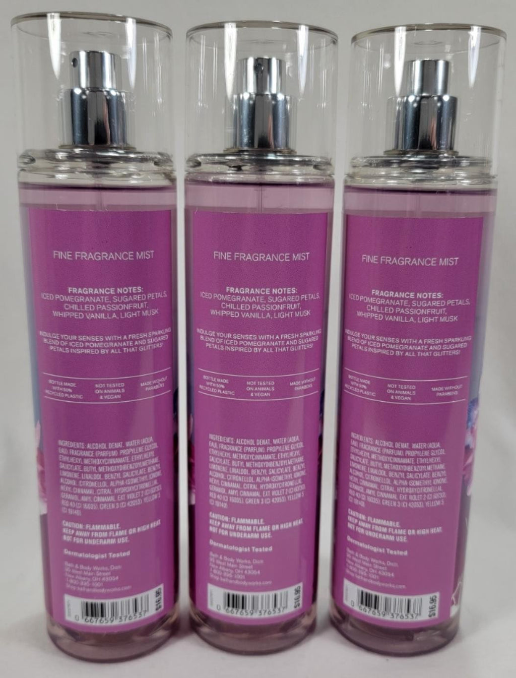 Set of 3 Bath & Body Works Enchanted Fragrance Mists 8 oz - Pink