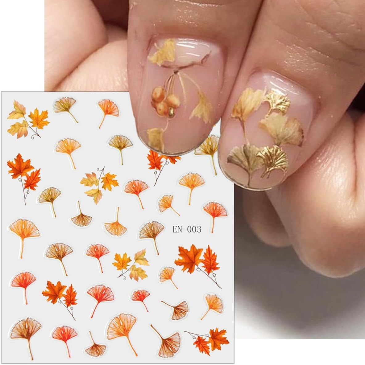 Autumn Maple Leaf Nail Stickers Set for Fall Nail Art - 6 Sheets