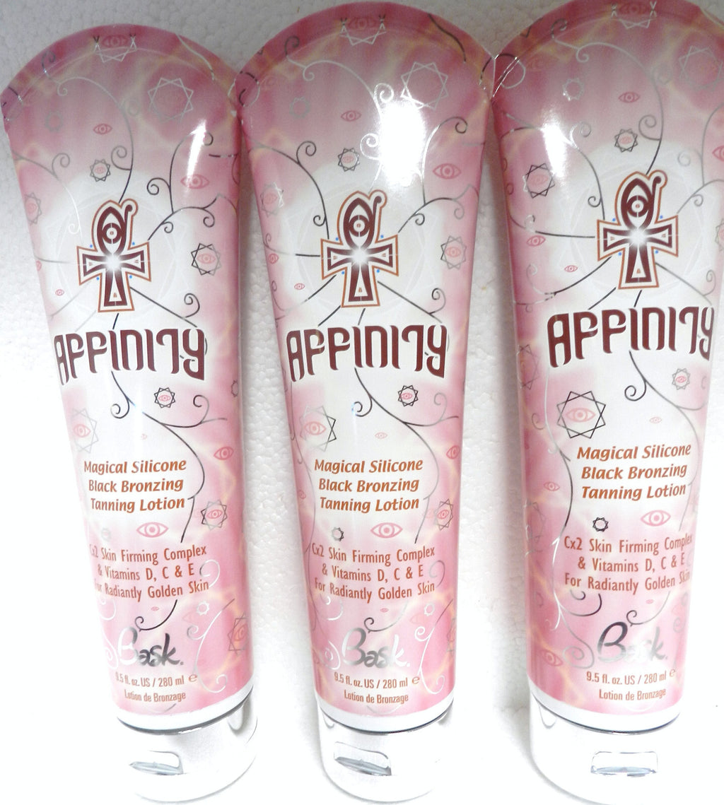 Lot of 3 Silicone Black Bronzer Tanning Bed Lotions by Bask - 9.5 oz