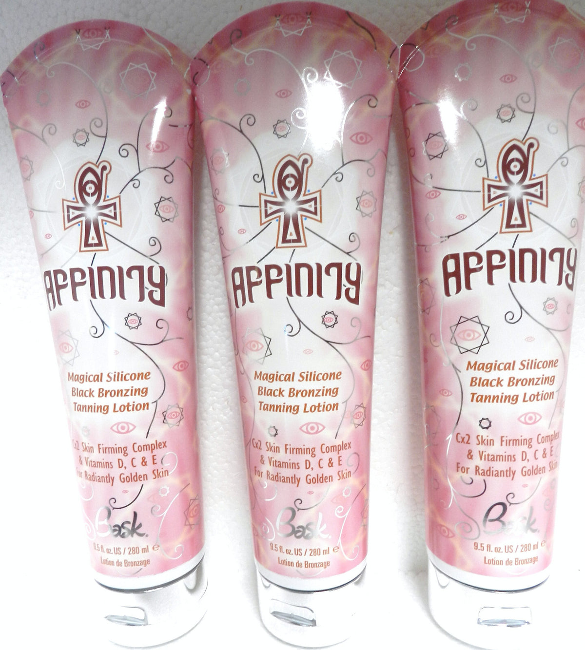 Lot of 3 Silicone Black Bronzer Tanning Bed Lotions by Bask - 9.5 oz