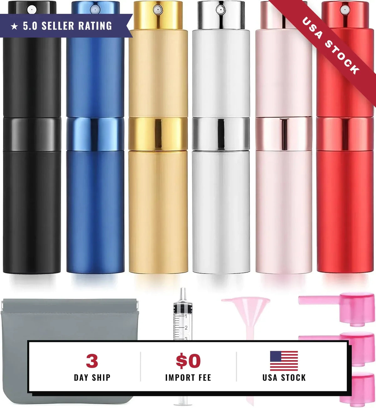 6 Pack 8ML Refillable Perfume Atomizer Spray Bottles for Travel & Reuse