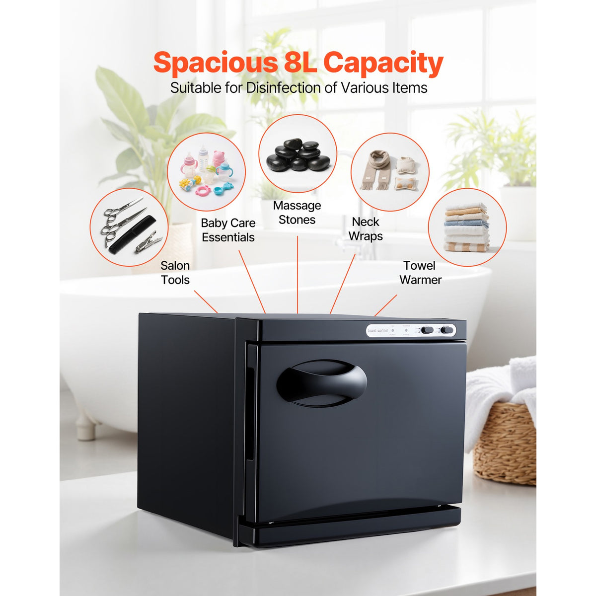 Commercial Towel Warmer Cabinet 1.76Gal with Rack for Hotels & Spas