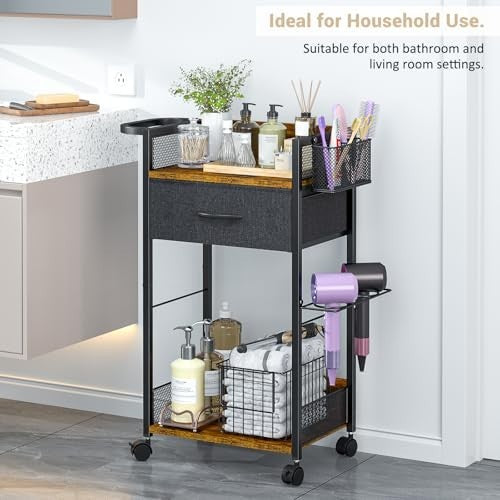 Mobile Salon Trolley Cart with Wheels for Hair Styling & Spa Storage