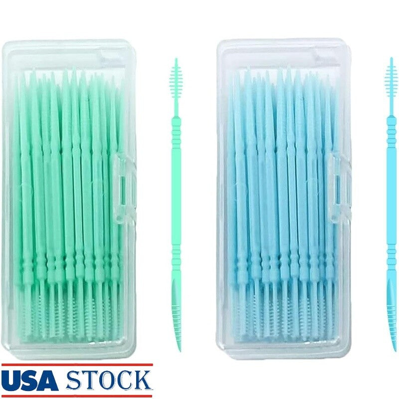 Disposable Dental Picks with Bristles Travel Pack - 80 Count Dual Function