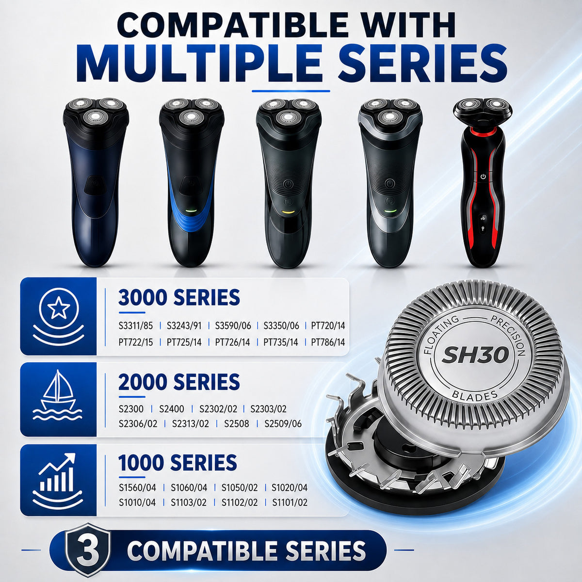 Replacement Shaver Heads for Philips Norelco Series 1000 2000 3000 - 6 Pack