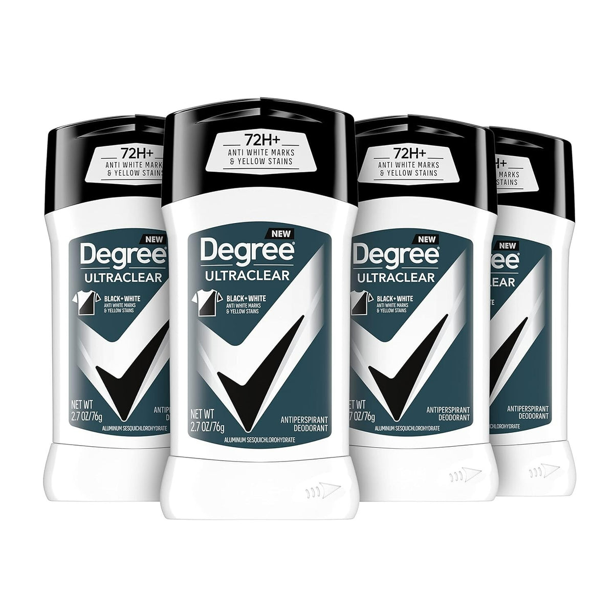 Men's 72-Hour Antiperspirant Deodorant Black White 4 Pack - Stain & White Mark Protection