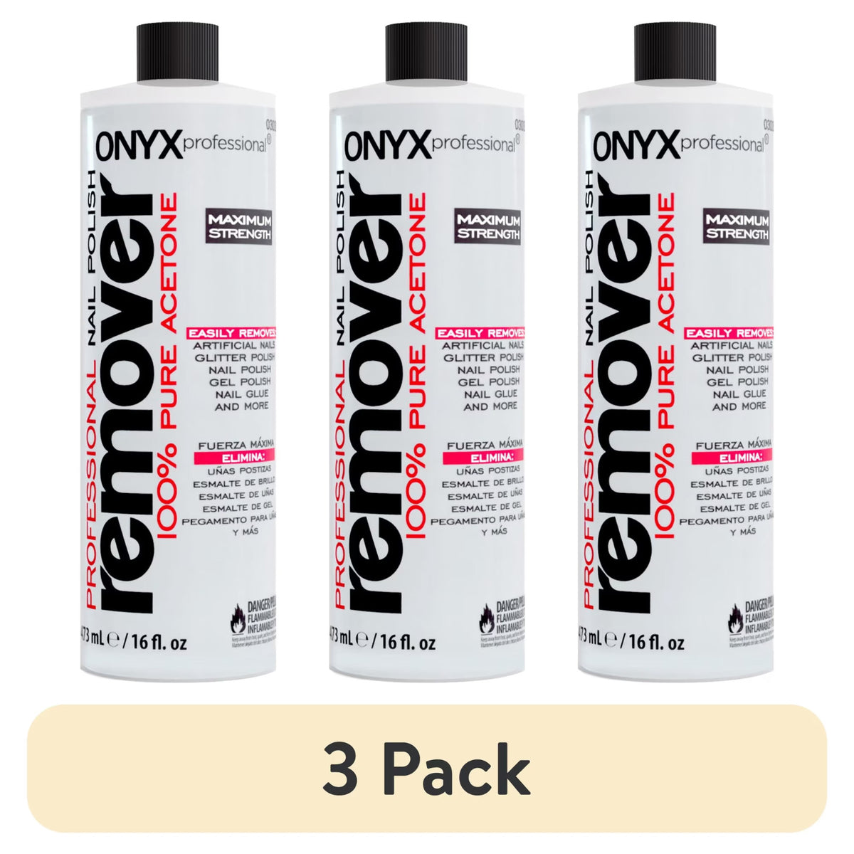 Professional Acetone Nail Polish Remover 16oz, 3-Pack - Fast & Effective