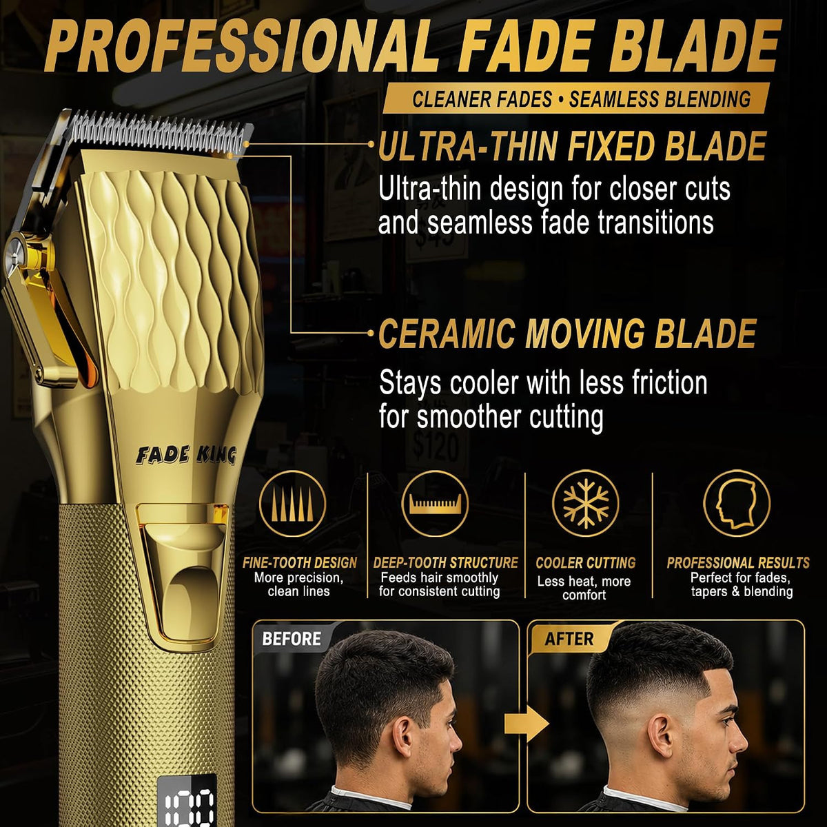 Cordless Hair Clippers & Trimmer Kit for Men - Professional Grooming Set
