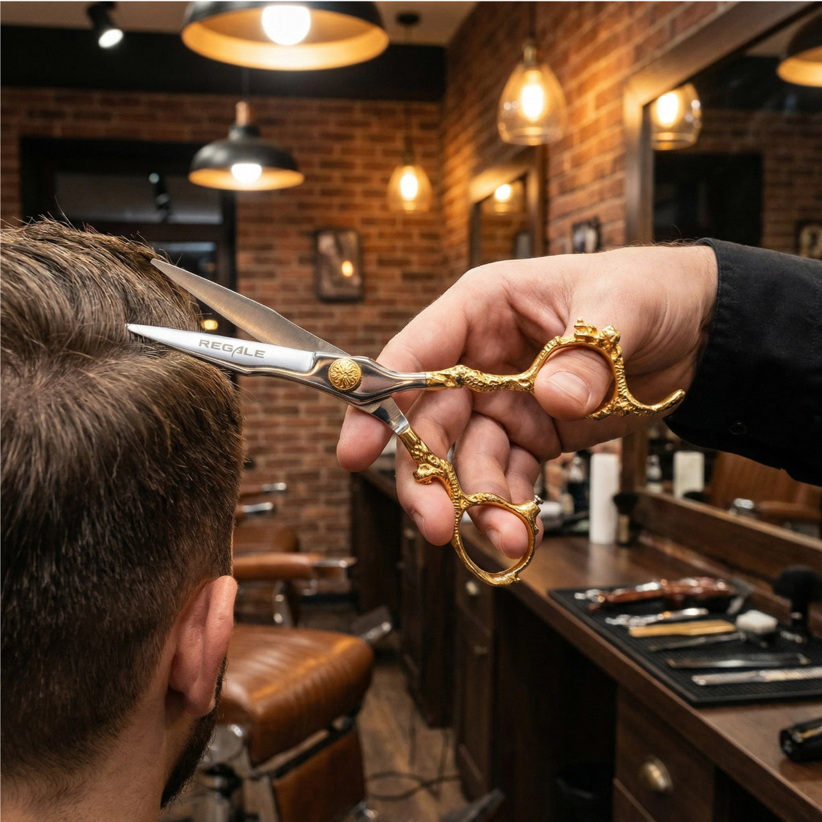 Professional Hair Cutting & Thinning Shear Set - 7" with Gold Handles