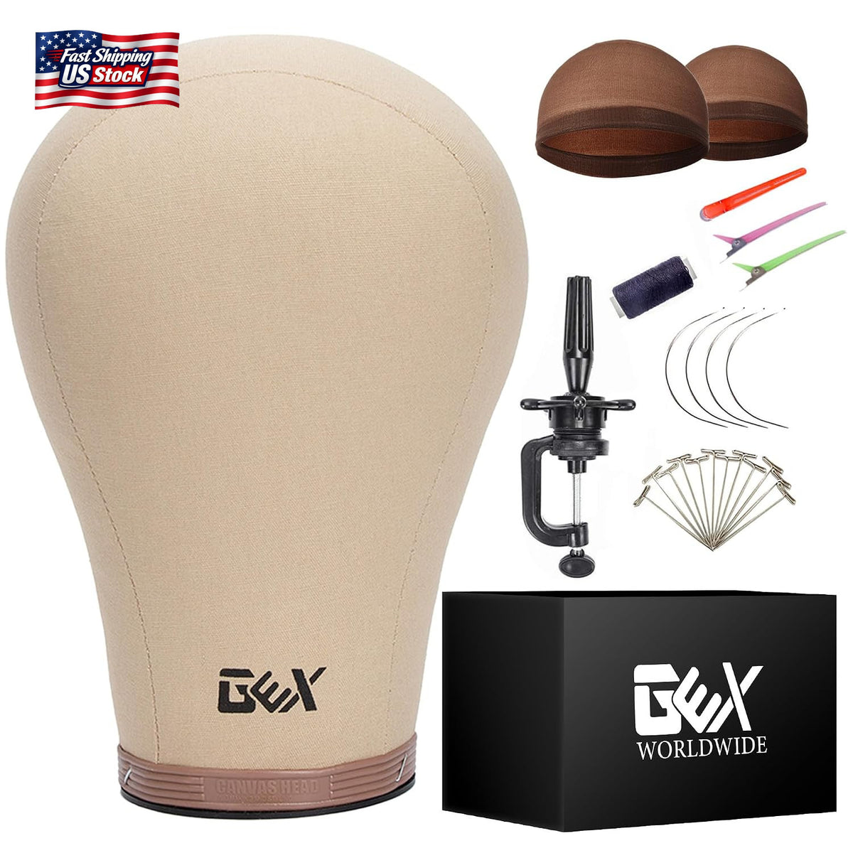 20-24 Inch Cork Canvas Mannequin Head for Wig & Hat Display