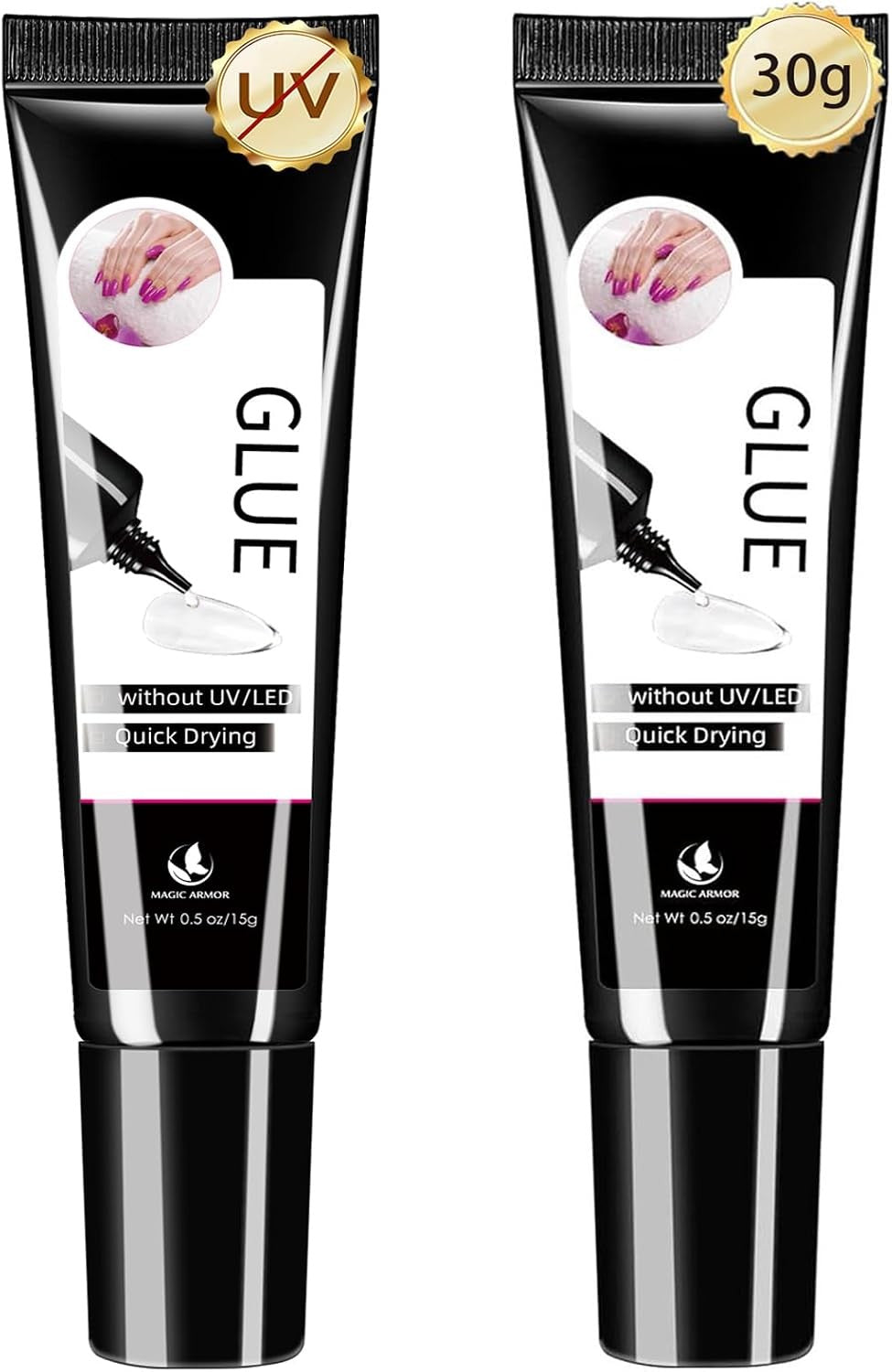Nail Glue for Press-On Nails - 2 Pack, Quick-Drying, Long-Lasting 28+ Days