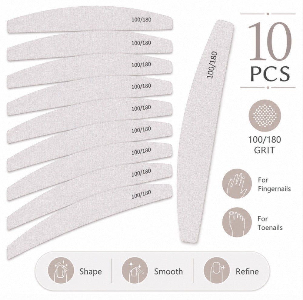10 Pack Dual Grit Nail Files for Manicure & Pedicure - Emery Boards