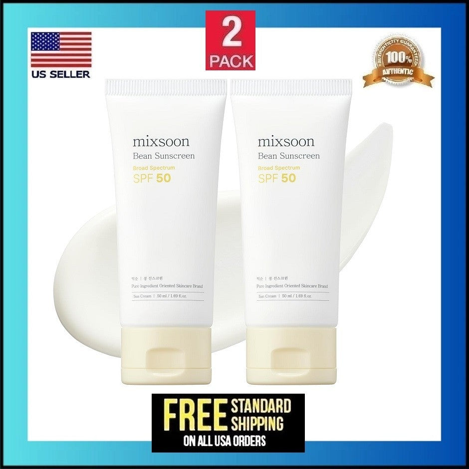 2 Pack SPF 50 Broad Spectrum Sun Cream for Face - Lightweight, No White Cast