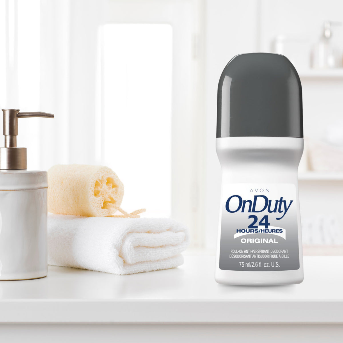 24H Roll-On Deodorant for Men & Women - Avon On Duty Original, 2.6 fl oz (12-Pack)