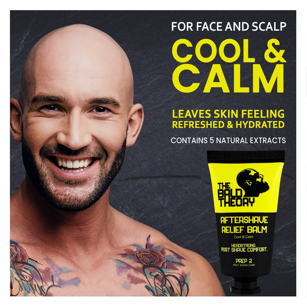 Shaving Gel Exfoliator & Aftershave Relief Balm for Bald Scalps - Hydrating & Soothing
