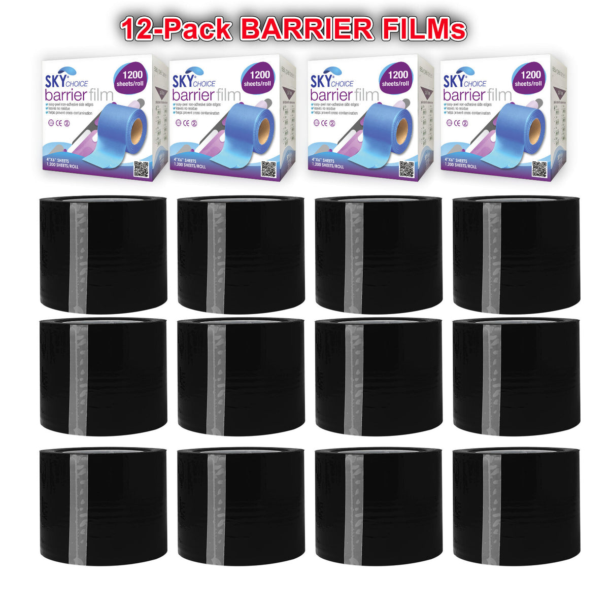 Dental Barrier Film Rolls 4x6, 12/Pack, Perforated Plastic Tape Keepers