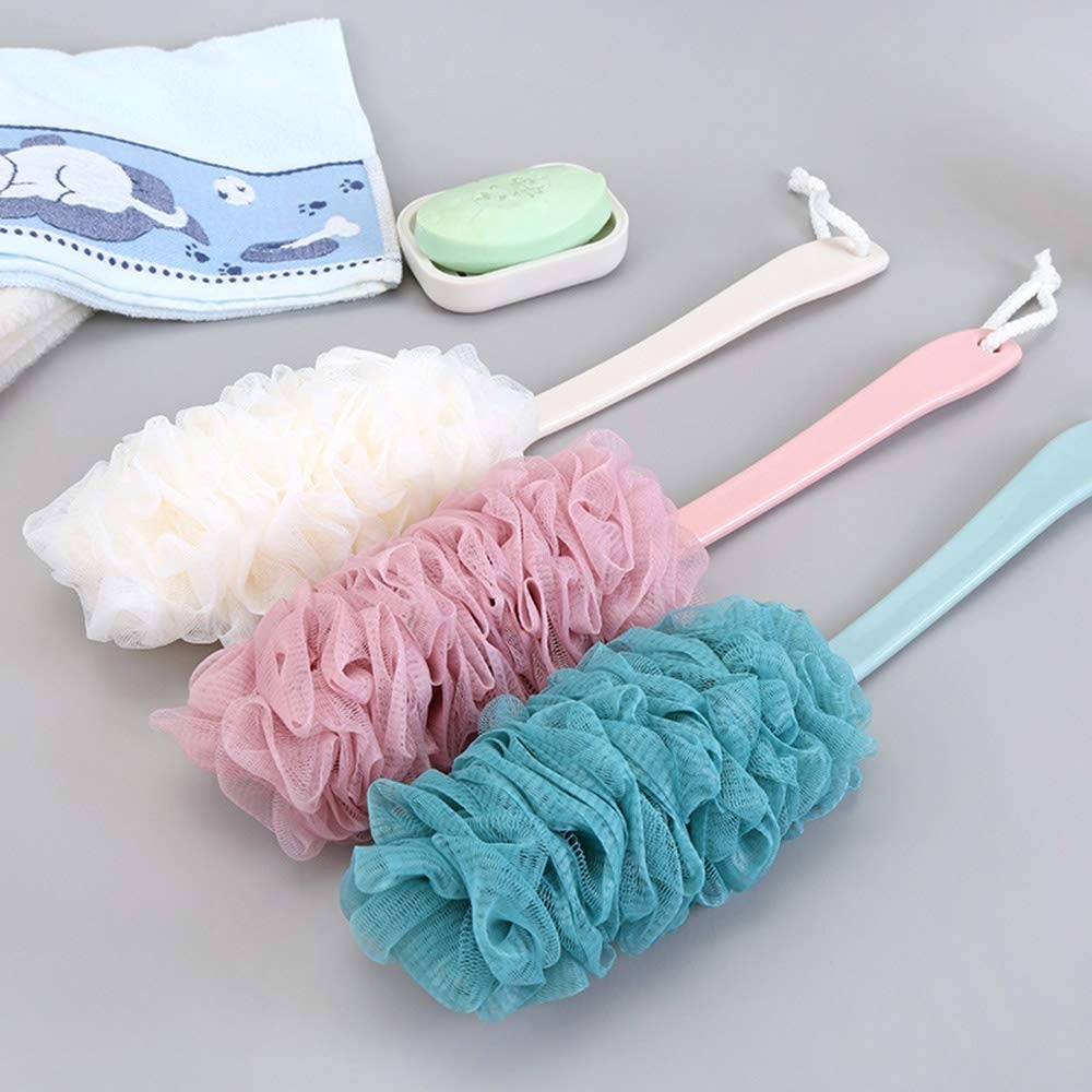 Long Handle Bath Scrubber with Soft Nylon Loofah for Full Body Cleaning
