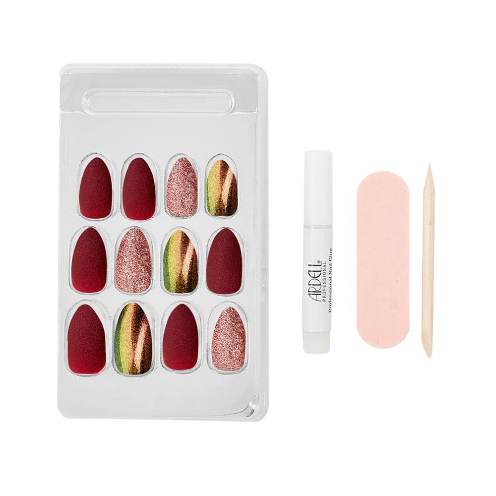 Artificial Nail Set with 24 Long Coffin Fake Nails and Accessories