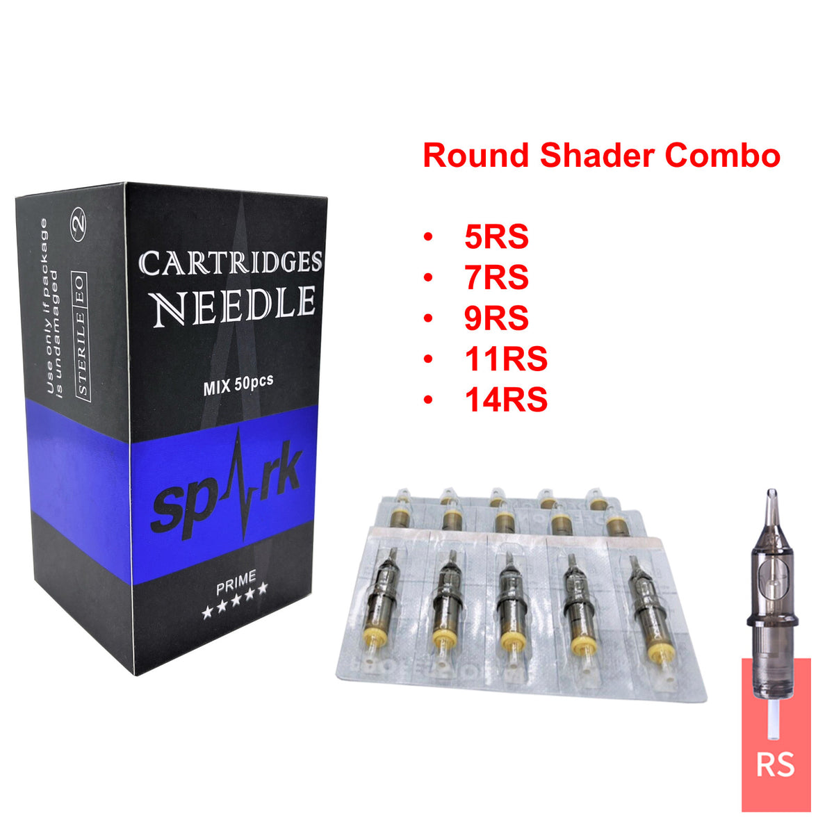 50PCS Disposable Tattoo Cartridge Needles Set for Professional Use - Mix Combo