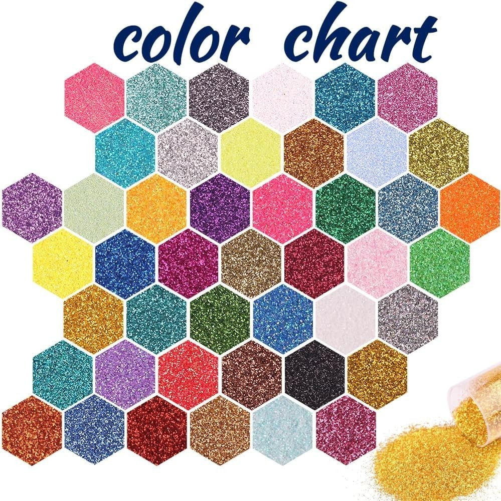 Holographic Glitter Powder Set - 45 Colors Fine Craft and Makeup Glitter