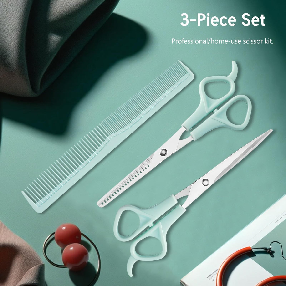 Hair Cutting Scissors Thinning Shears & Comb Set for Men Women Kids Pets