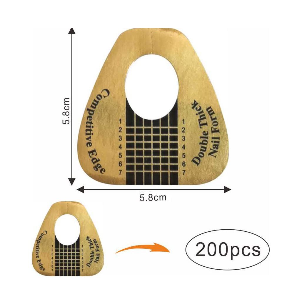 Long Nail Forms for Acrylic Nails - 200 Golden Nail Extension Stickers