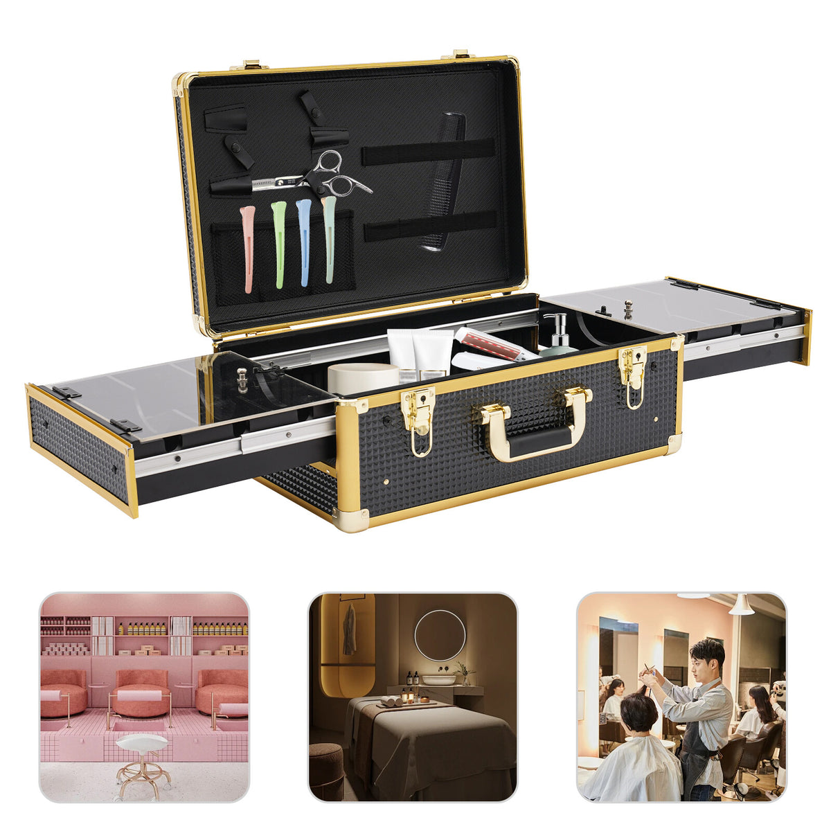 Professional Barber Tool Organizer Case with Locks & Keys