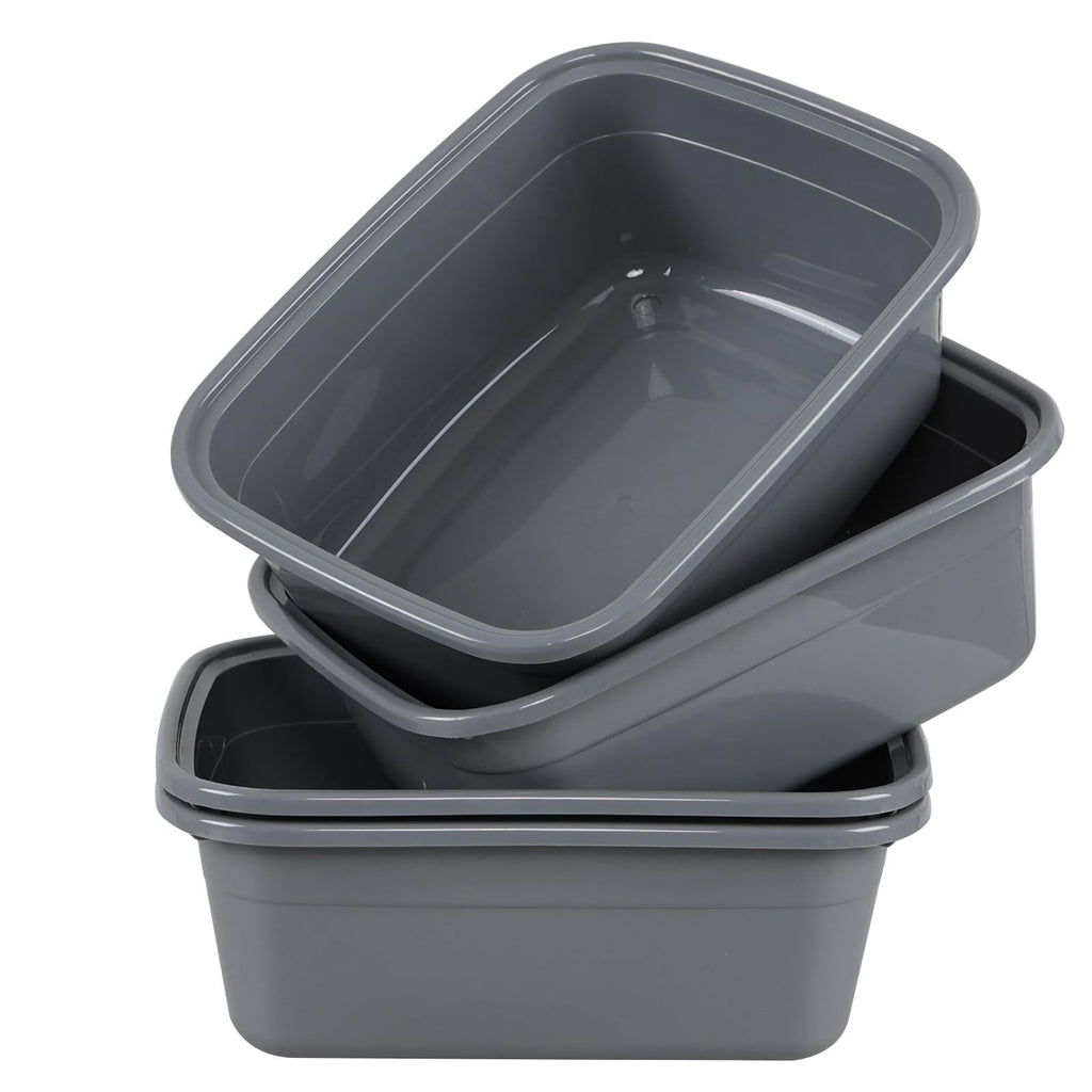 12 Quart Plastic Dish Washing Basin Grey 4-Pack Kitchen Sink Organizer