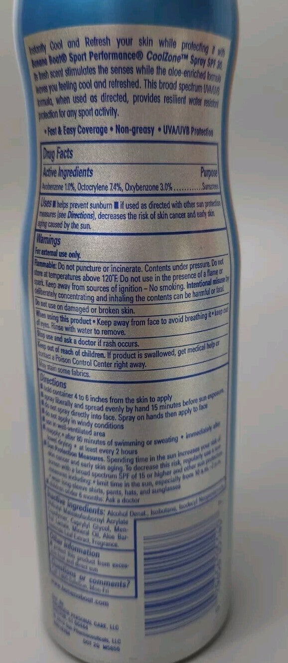 SPF 30 Sunscreen Spray - Water Resistant Cooling Sun Protection 6oz (Lot of 3)