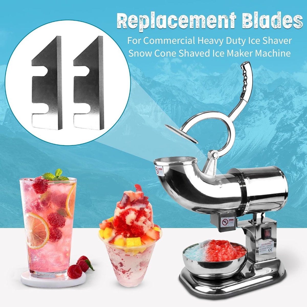 Commercial Ice Shaver Replacement Blades Set for Snow Cone Machines