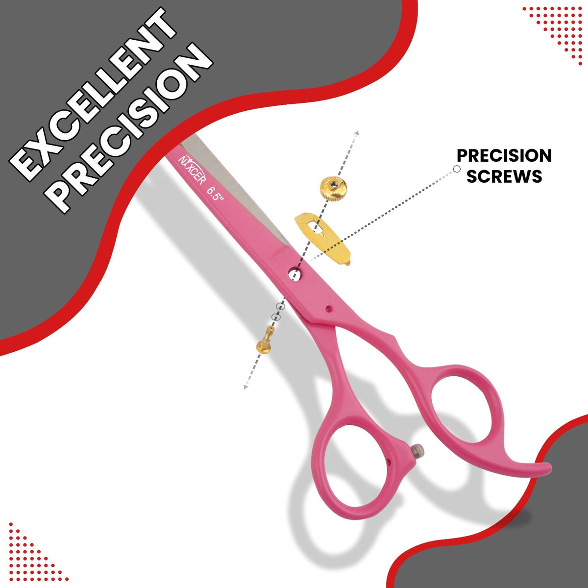 Professional Hair Cutting Scissors 6.5 Inch Japanese Steel Shears - Pink
