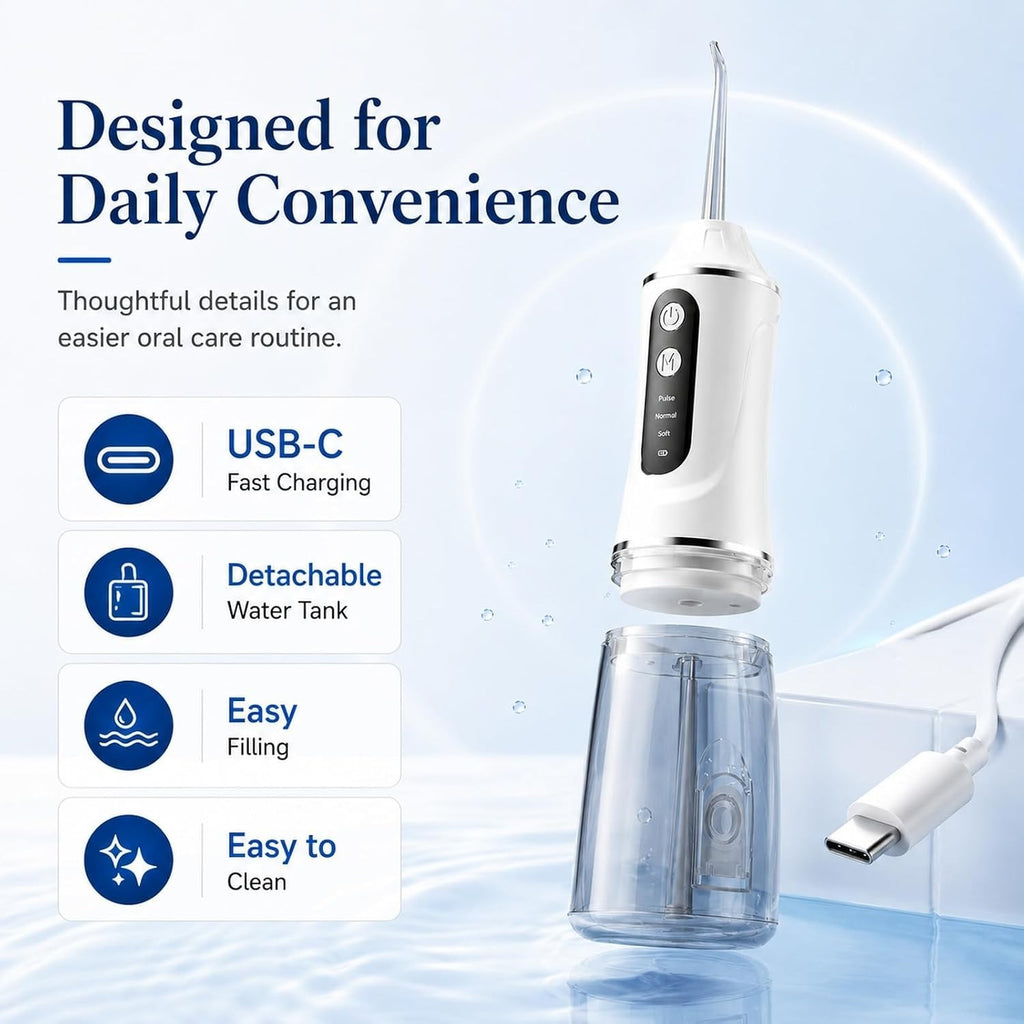 380ML Cordless Water Flosser Oral Irrigator Teeth Cleaner with 4 Tips