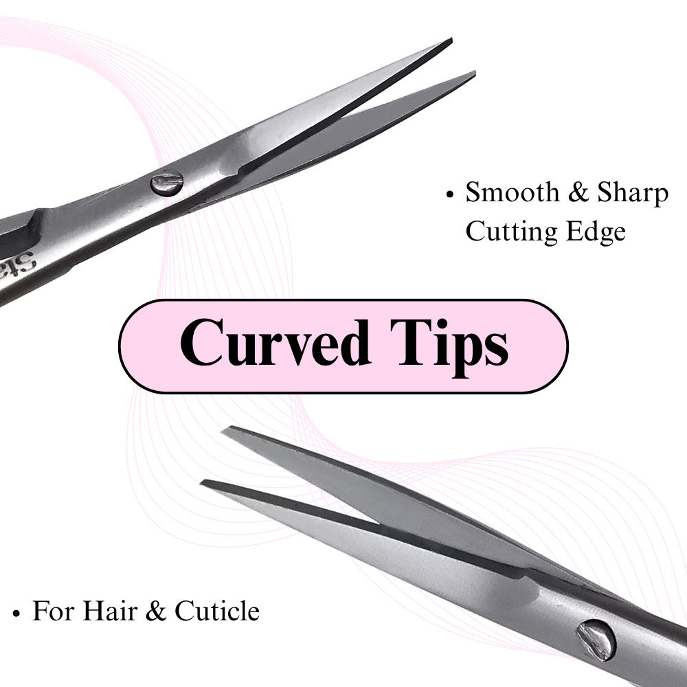 Stainless Steel Curved Tip Scissors for Beard, Nose, Ear & Eyebrow Trimming - 4 Inch